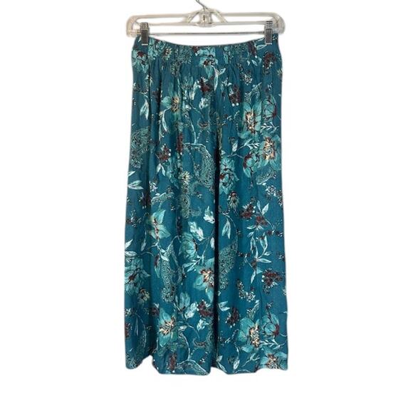 Band of the Free Teal Blue Floral  Bohemian Wrap Style Long Maxi Skirt Women Med - Picture 2 of 11